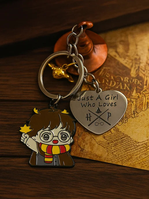 Harry potter with golden snitch & Sorting hat Keychain